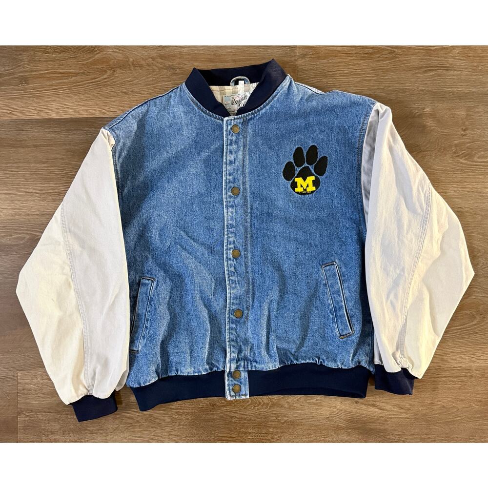 Vintage Mizzou Tigers Denim Embroidered Varsity Jacket Adult One Size USA Style